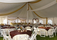 ceiling decor and pole draping