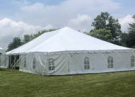 white tent with cathedral windows