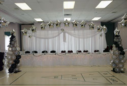 Silver stars and organza backdrop