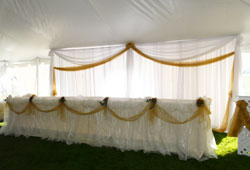 Organza Clouds on Head Table in tent