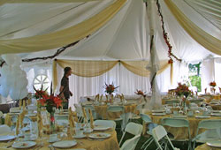 Decorated tent with Tables and Dishes