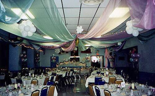 Pastel organza ceiling decor