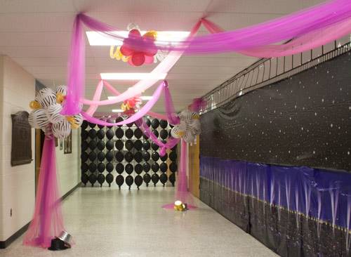 Pink and black ceiling decor