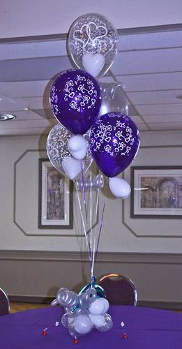 purple & white balloon bouquet